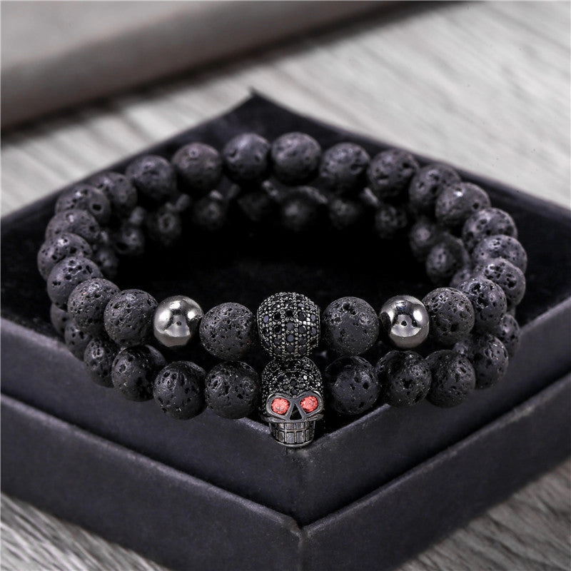 Wholesale Micro Paved Zircon Skull Bracelet Set