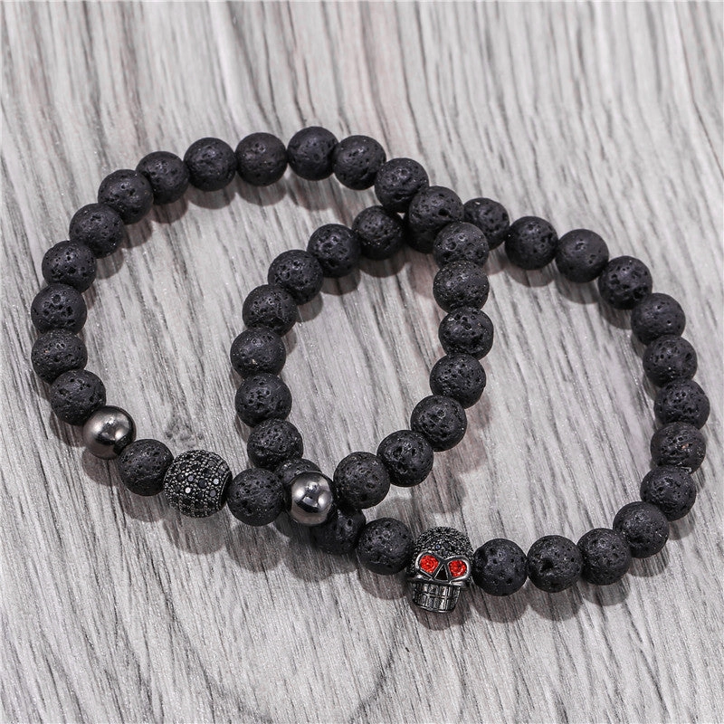 Wholesale Micro Paved Zircon Skull Bracelet Set