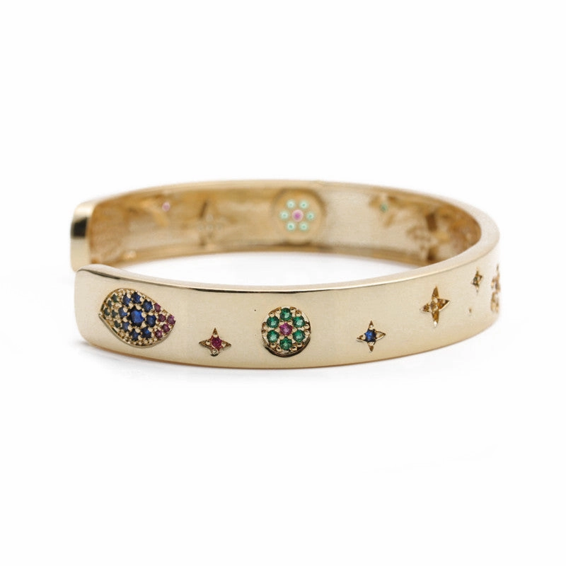 Wholesale Micro Paved Zircon Star Devil Eye Palm Bracelet