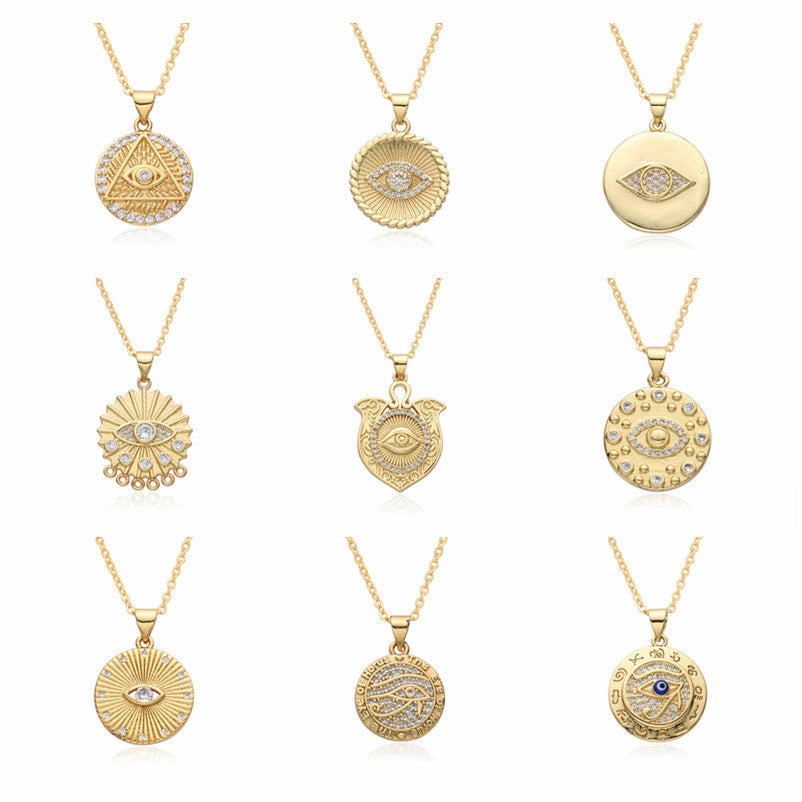 Wholesale Micro Set Devil Eye Small Shield Exotic Style Necklace