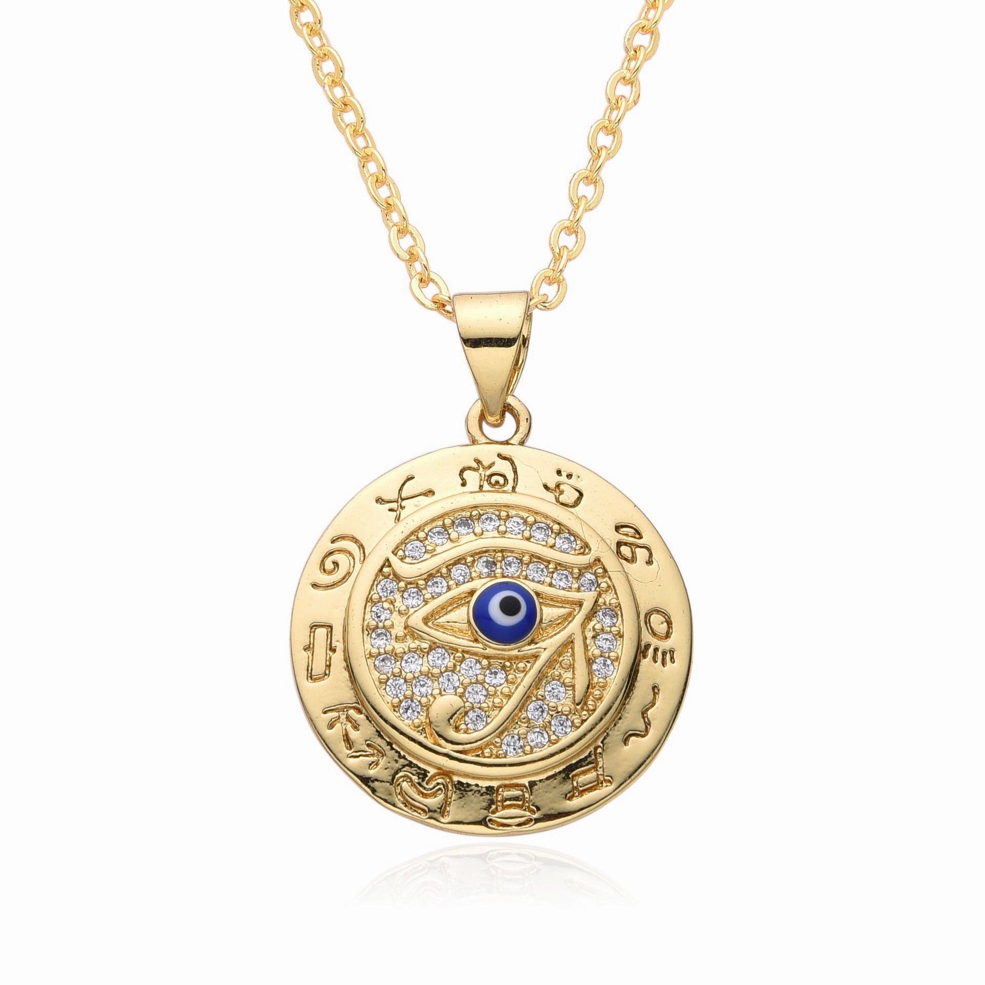 Wholesale Micro Set Devil Eye Small Shield Exotic Style Necklace