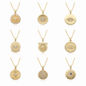 Wholesale Micro Set Devil Eye Small Shield Exotic Style Necklace