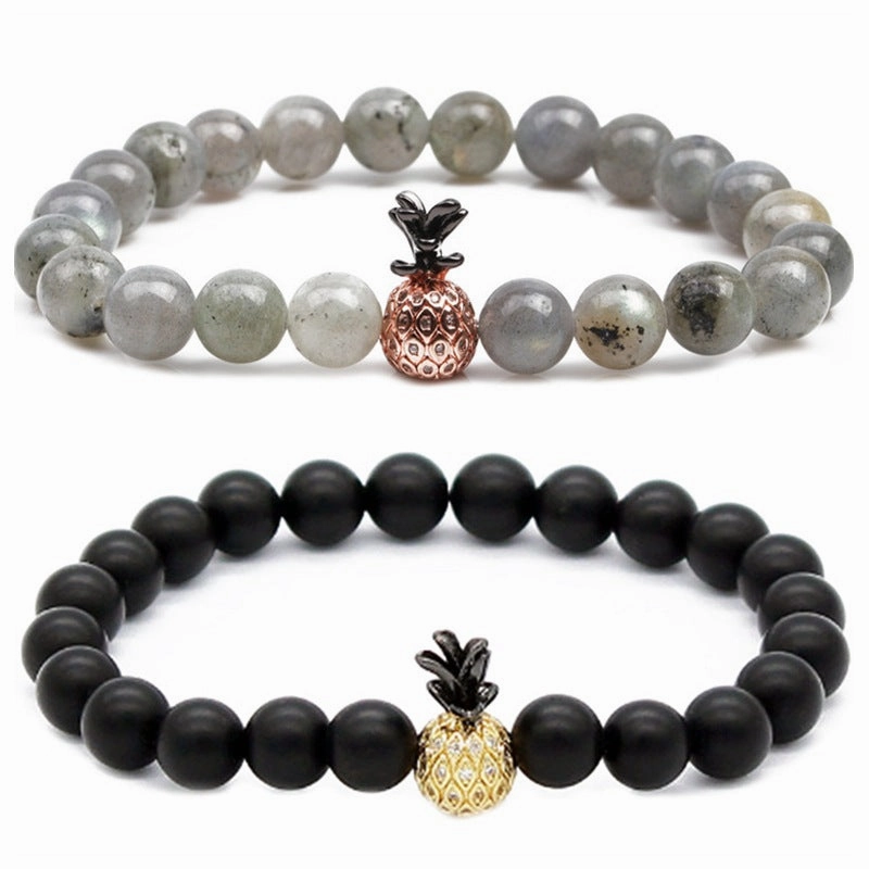 Wholesale Micropaved Zircon White Turquoise Volcanic Stone Bracelets