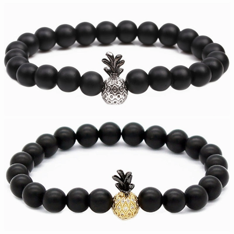 Wholesale Micropaved Zircon White Turquoise Volcanic Stone Bracelets