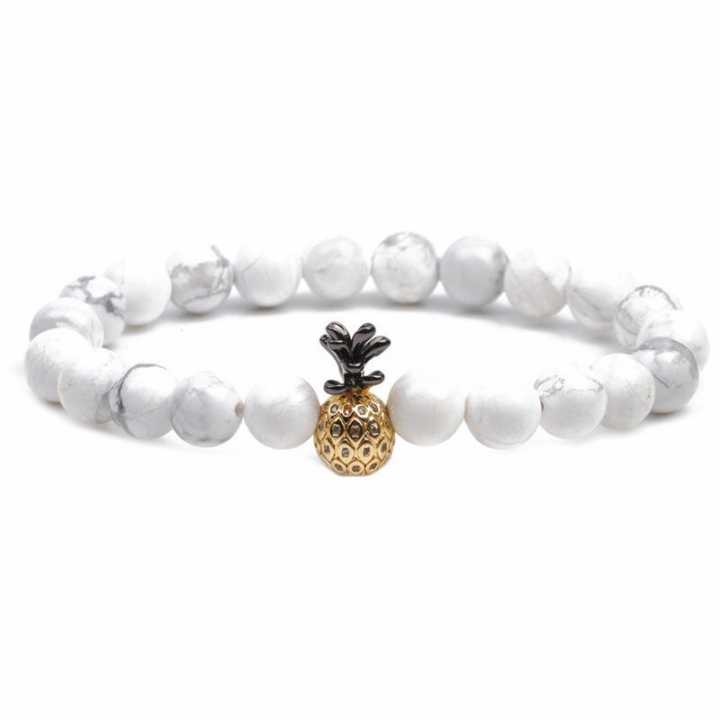 Wholesale Micropaved Zircon White Turquoise Volcanic Stone Bracelets