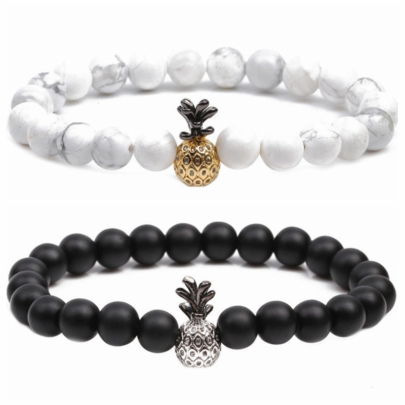 Wholesale Micropaved Zircon White Turquoise Volcanic Stone Bracelets