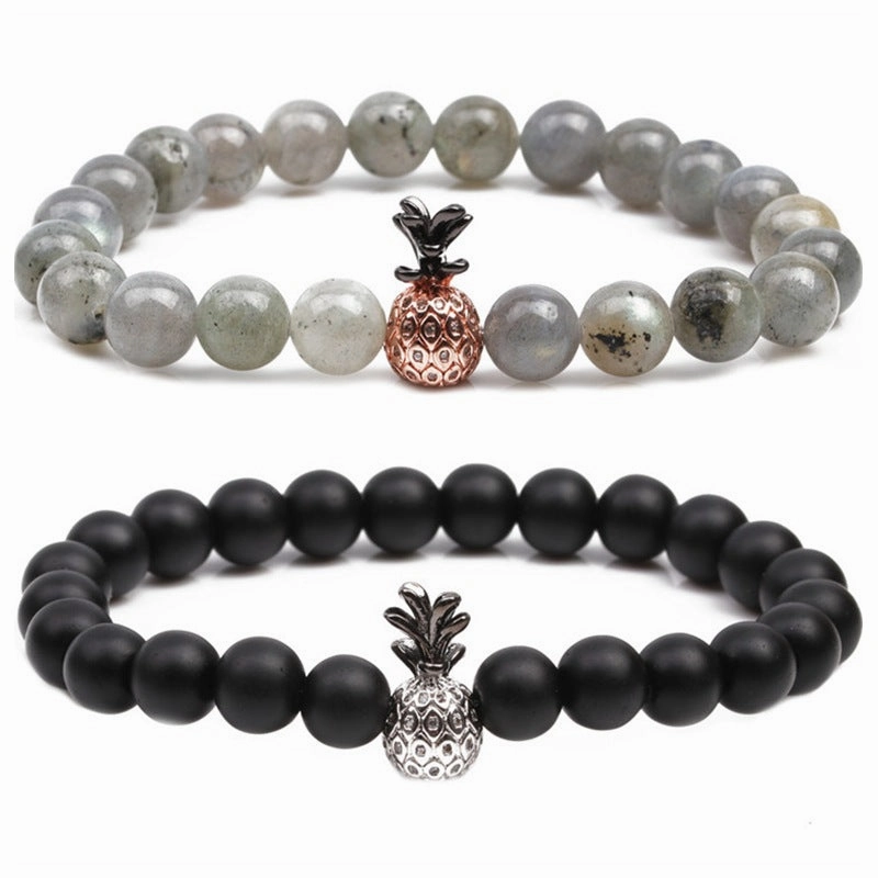 Wholesale Micropaved Zircon White Turquoise Volcanic Stone Bracelets