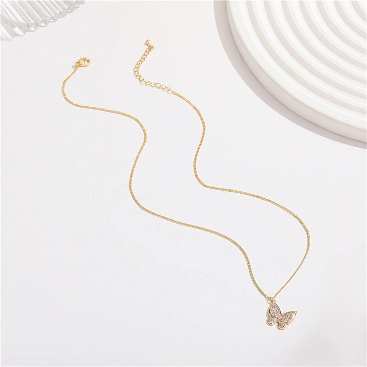 Wholesale Micropaved Zirconia Butterfly Necklace Collarbone Chain