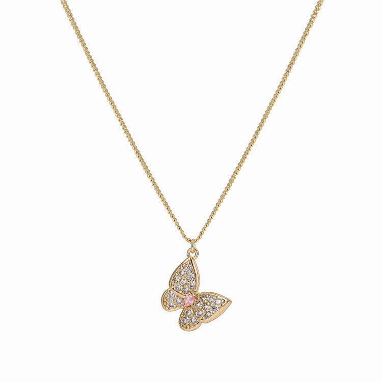 Wholesale Micropaved Zirconia Butterfly Necklace Collarbone Chain