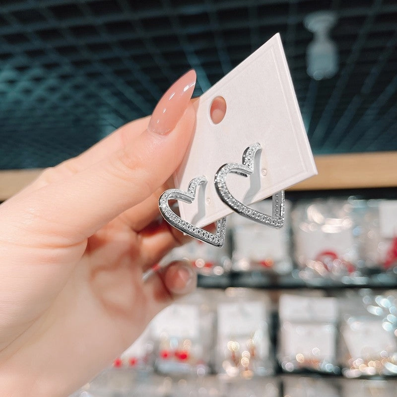 Wholesale Micropaved Zirconia Love Heart Earrings