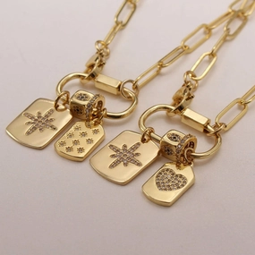 Wholesale Micropaved Zirconia Love Rectangular Necklace
