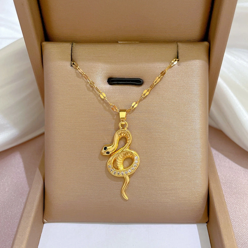 Wholesale Microsetting Clavicle Titanium Steel Necklaces