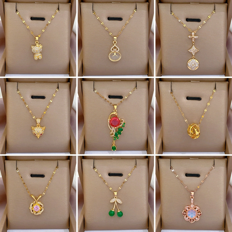Wholesale Microsetting Clavicle Titanium Steel Necklaces