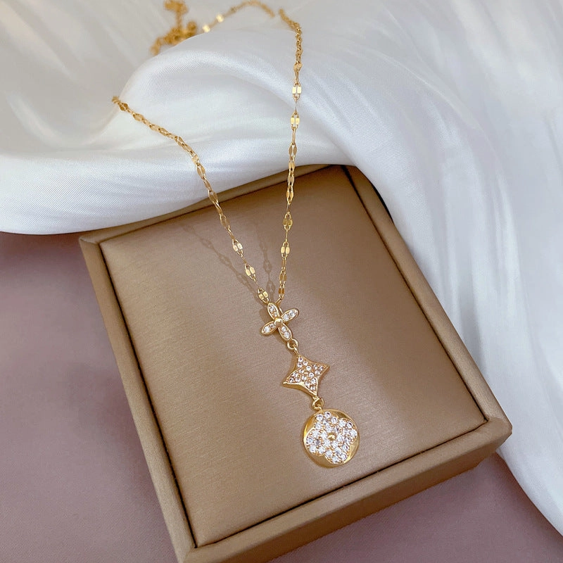 Wholesale Microsetting Clavicle Titanium Steel Necklaces