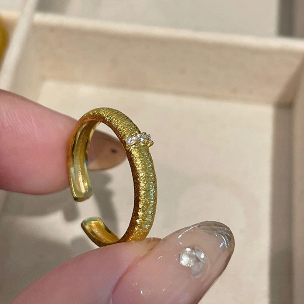 Wholesale Middle Ages Brushed 925 Sterling Silver Light Luxury High-end Gold Rings