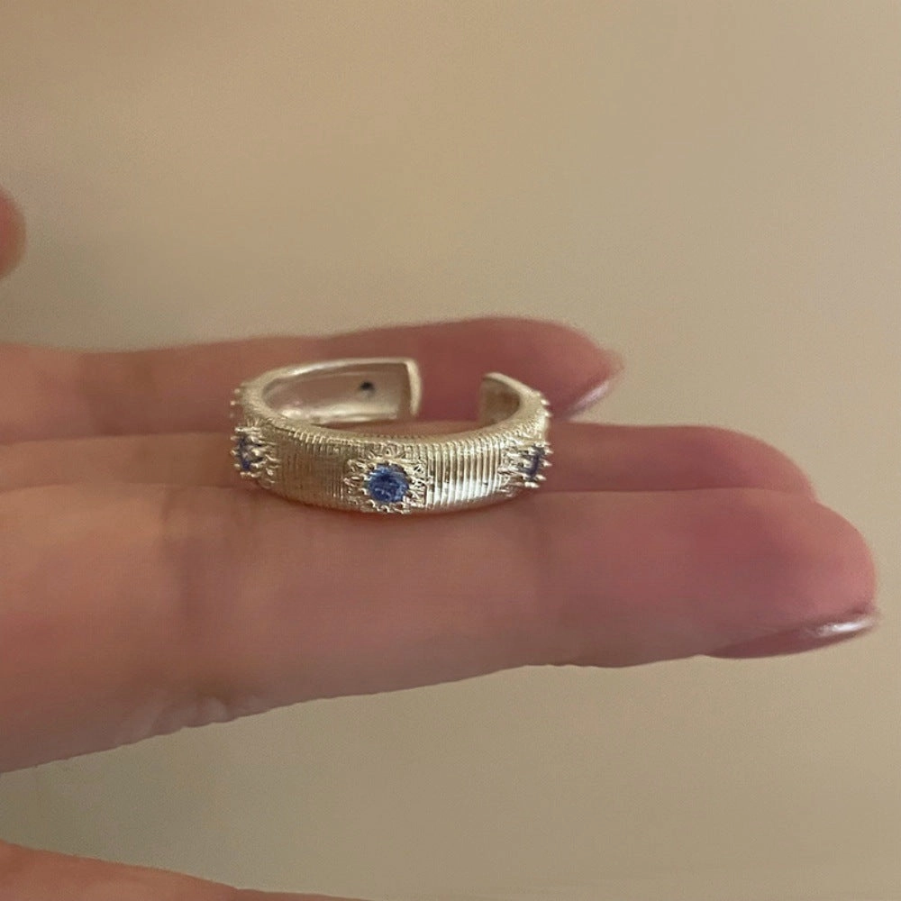 Wholesale Middle Ages Brushed 925 Sterling Silver Light Luxury High-end Gold Rings