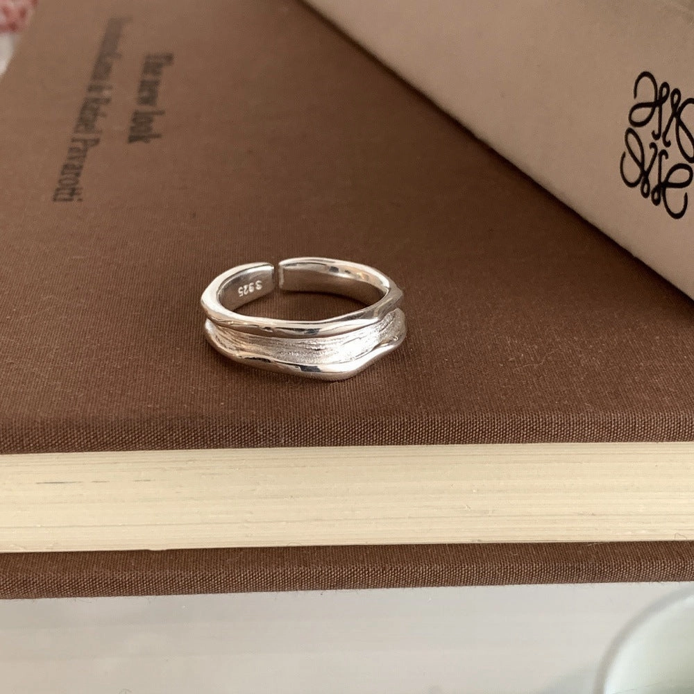 Wholesale Middle Ages Brushed 925 Sterling Silver Light Luxury High-end Gold Rings