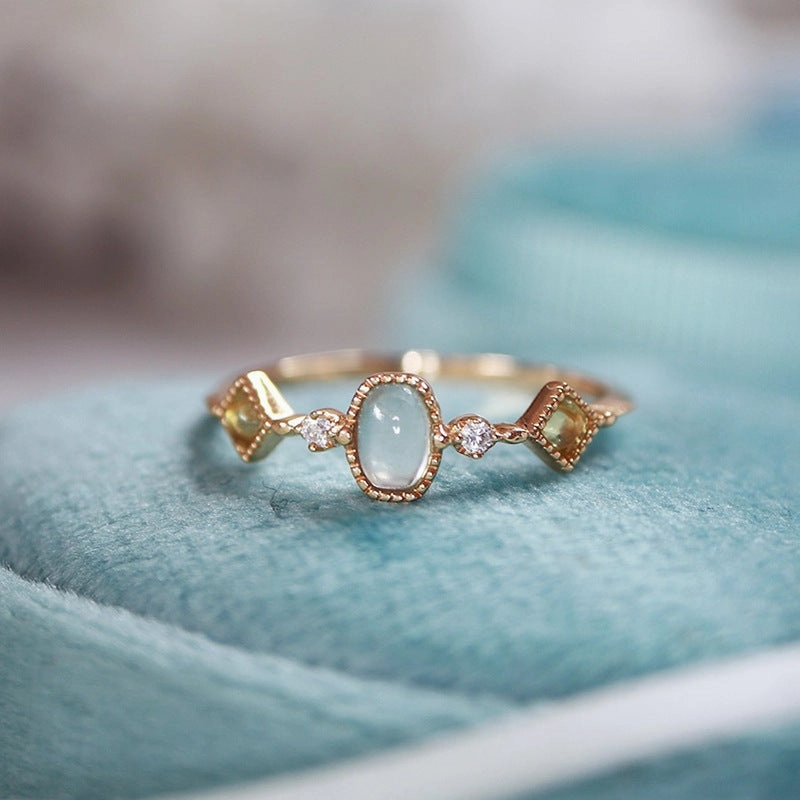 Wholesale Middle Ages Brushed 925 Sterling Silver Light Luxury High-end Gold Rings
