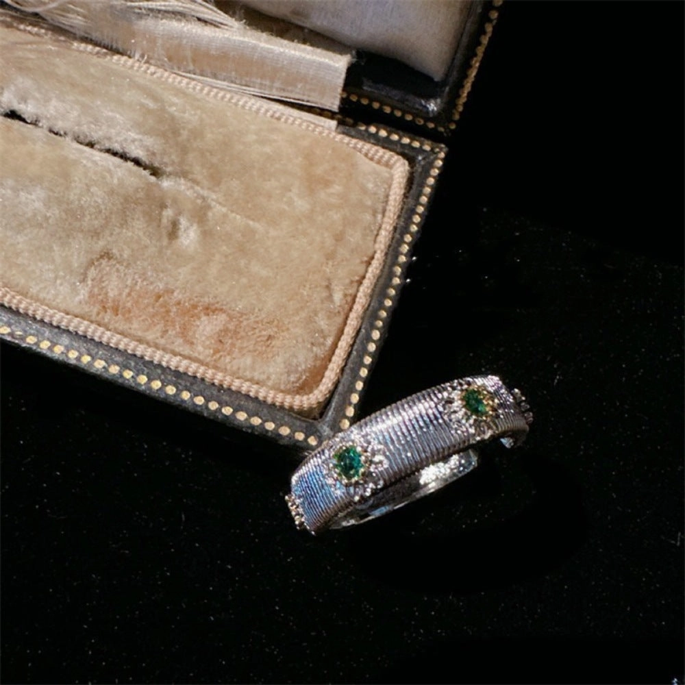 Wholesale Middle Ages Brushed 925 Sterling Silver Light Luxury High-end Gold Rings