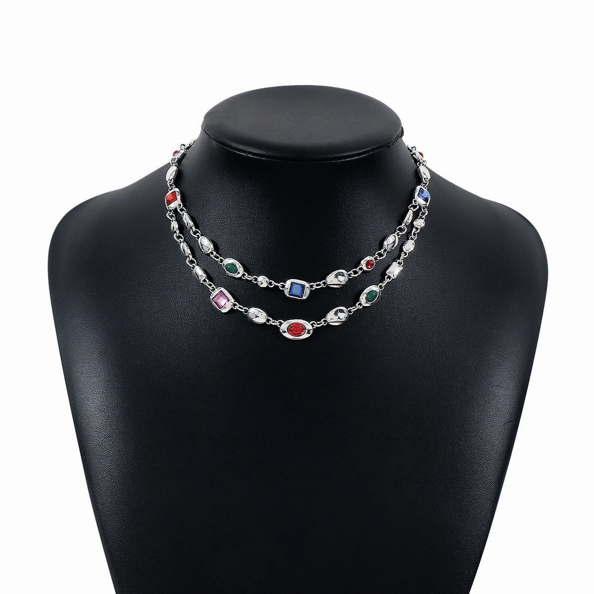 Wholesale Middle Ages Ethnic Style Diamond Double Layer Distressed Necklace