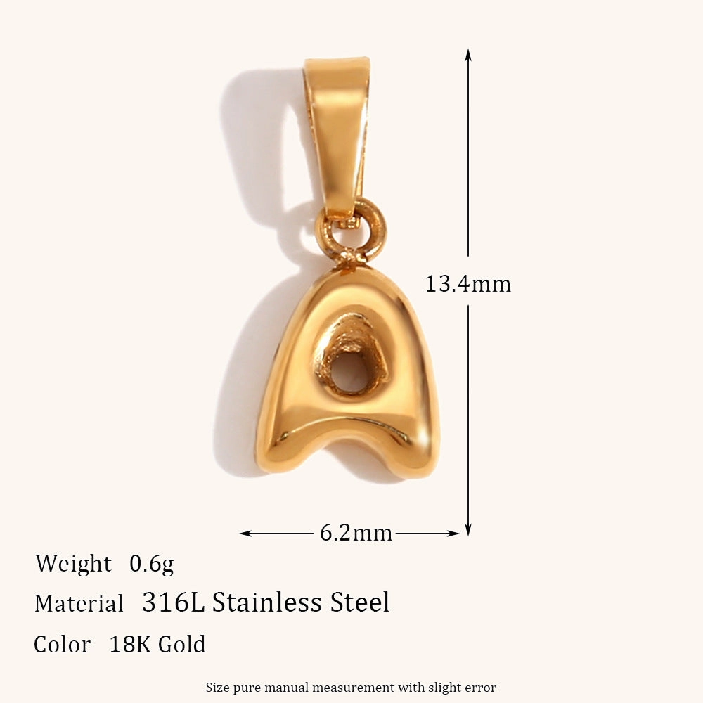 Wholesale Mini Bubble English Stainless Steel Plated 18K Gold DIY Matching Accessories Pendant