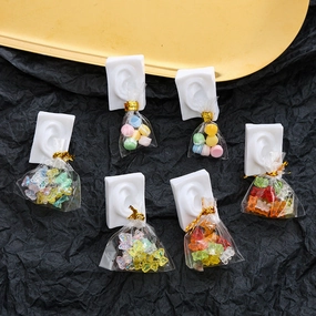 Wholesale Mini Colorful Jelly Bear Bagged Ear Sculpture Earrings
