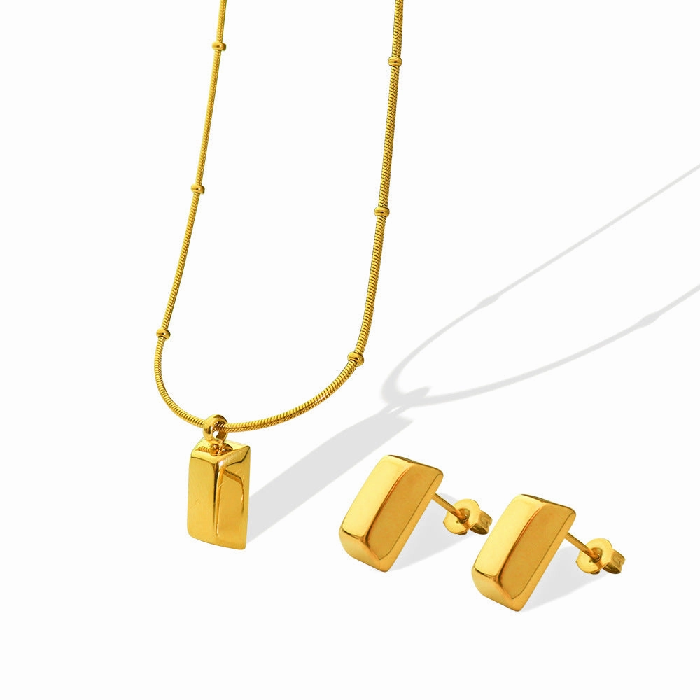 Wholesale Mini Gold Brick Snake Bone Chain Clip Beads Titanium Steel Necklaces