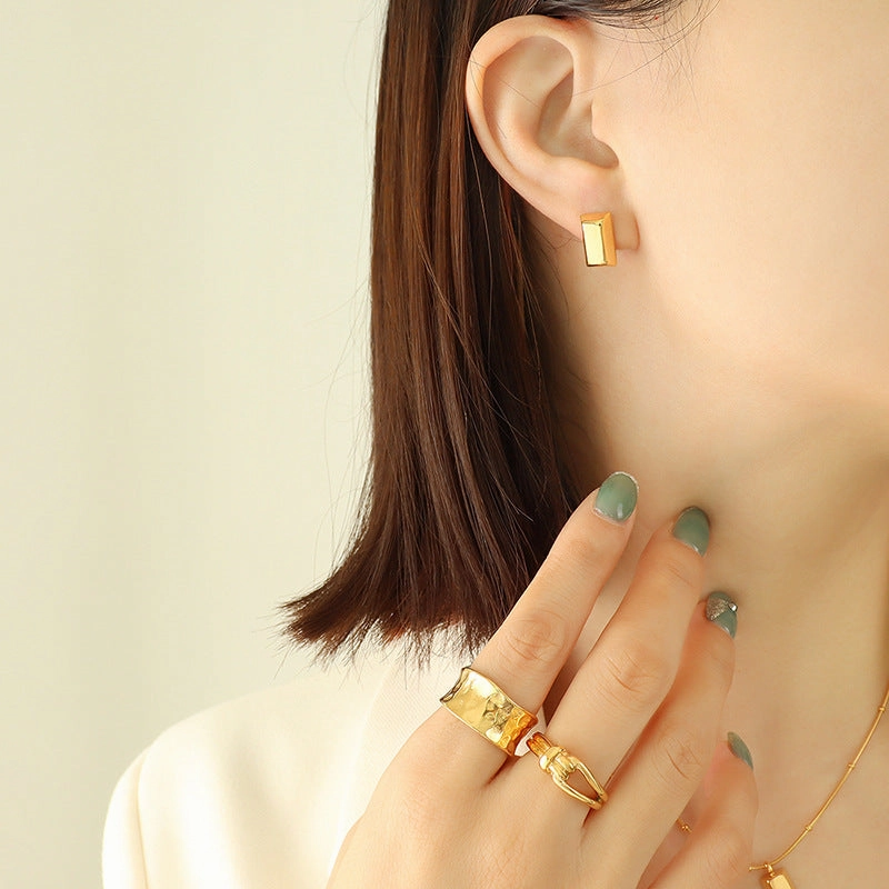 Wholesale Mini Gold Brick Snake Bone Chain Clip Beads Titanium Steel Necklaces