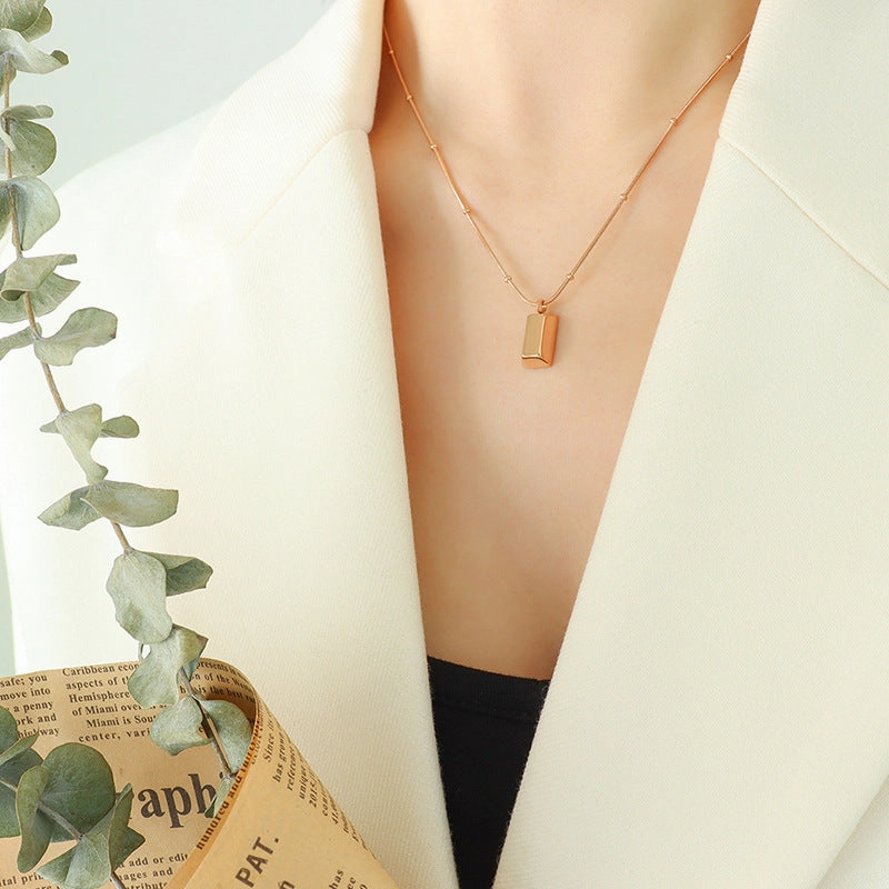 Wholesale Mini Gold Brick Snake Bone Chain Clip Beads Titanium Steel Necklaces