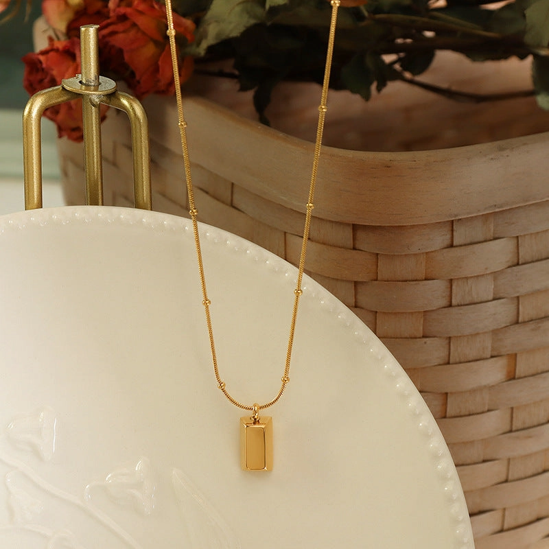 Wholesale Mini Gold Brick Snake Bone Chain Clip Beads Titanium Steel Necklaces
