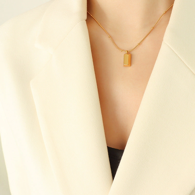 Wholesale Mini Gold Brick Snake Bone Chain Clip Beads Titanium Steel Necklaces