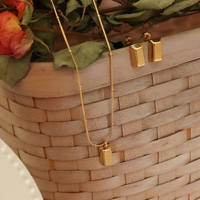 Wholesale Mini Gold Brick Snake Bone Chain Clip Beads Titanium Steel Necklaces