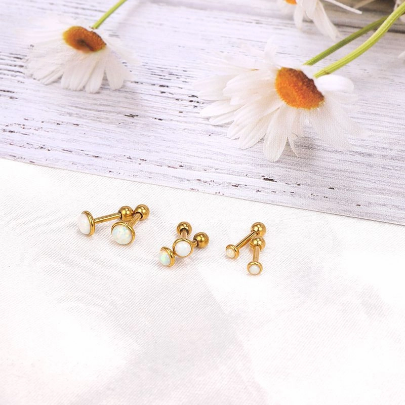 Wholesale Mini Opal Titanium Steel Turnbuckle Earrings