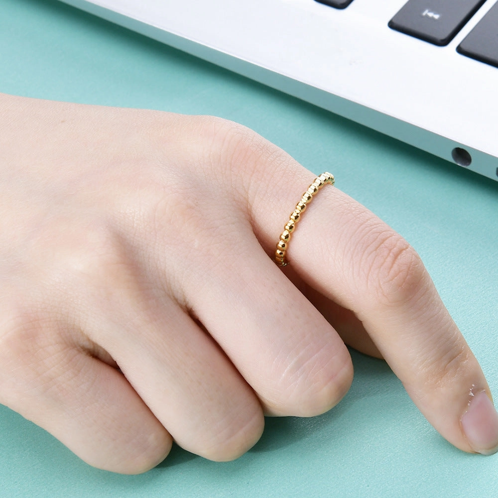 Wholesale Minimalist Geometric Bead 2MM Titanium Steel Ring