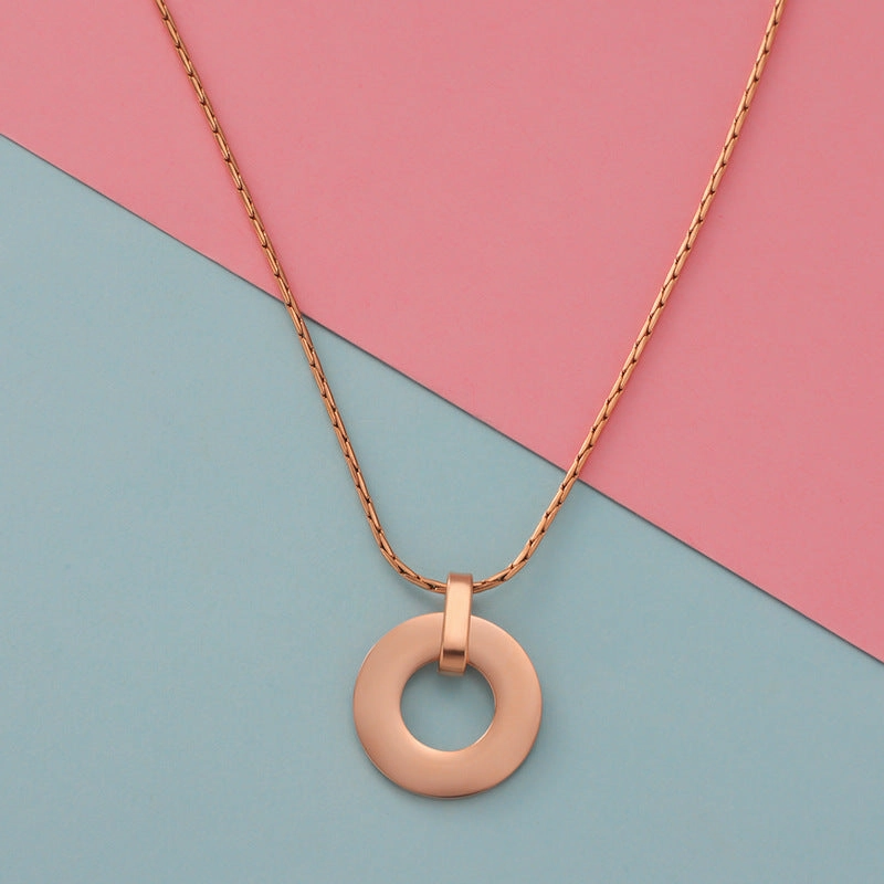 Wholesale Minimalist Geometric Circular Hollow Pendants Stainless Steel Necklace