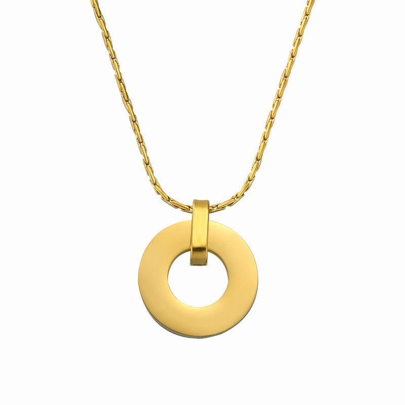 Wholesale Minimalist Geometric Circular Hollow Pendants Stainless Steel Necklace
