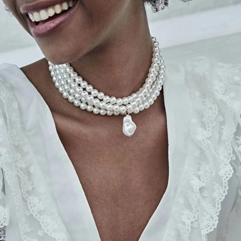 Wholesale Minimalist Multi-layer Choker Pearl Necklaces