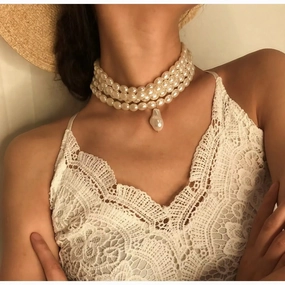 Wholesale Minimalist Multi-layer Choker Pearl Necklaces