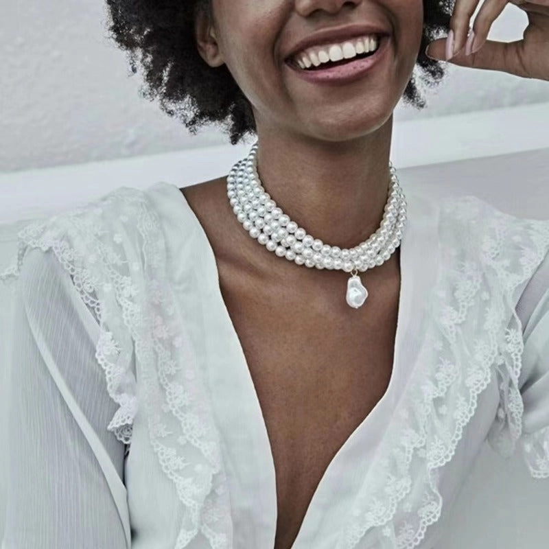 Wholesale Minimalist Multi-layer Choker Pearl Necklaces