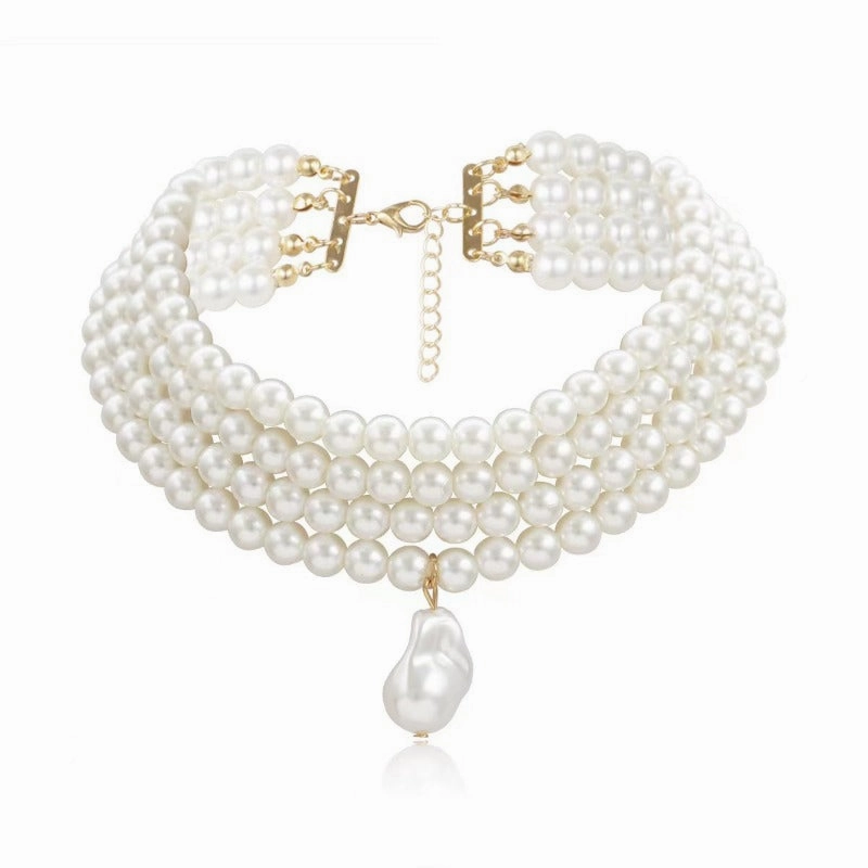 Wholesale Minimalist Multi-layer Choker Pearl Necklaces
