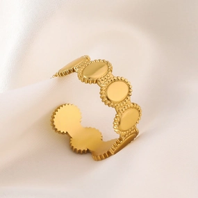 Wholesale Minimalist Retro Style 18k Gold C-shaped Oval Welding Opening Adjustable Stainless Steel Rings