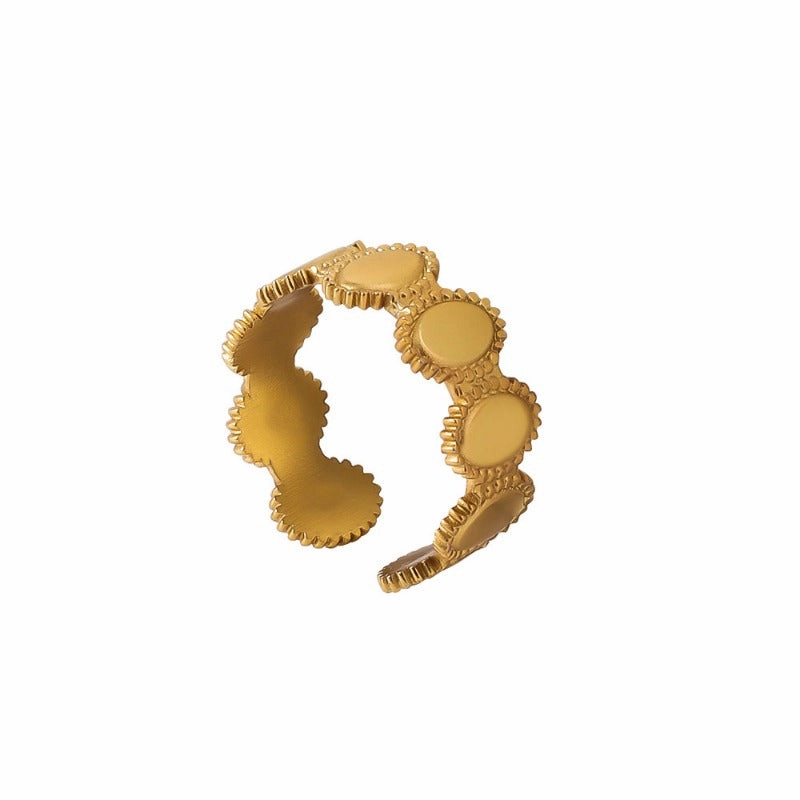 Wholesale Minimalist Retro Style 18k Gold C-shaped Oval Welding Opening Adjustable Stainless Steel Rings