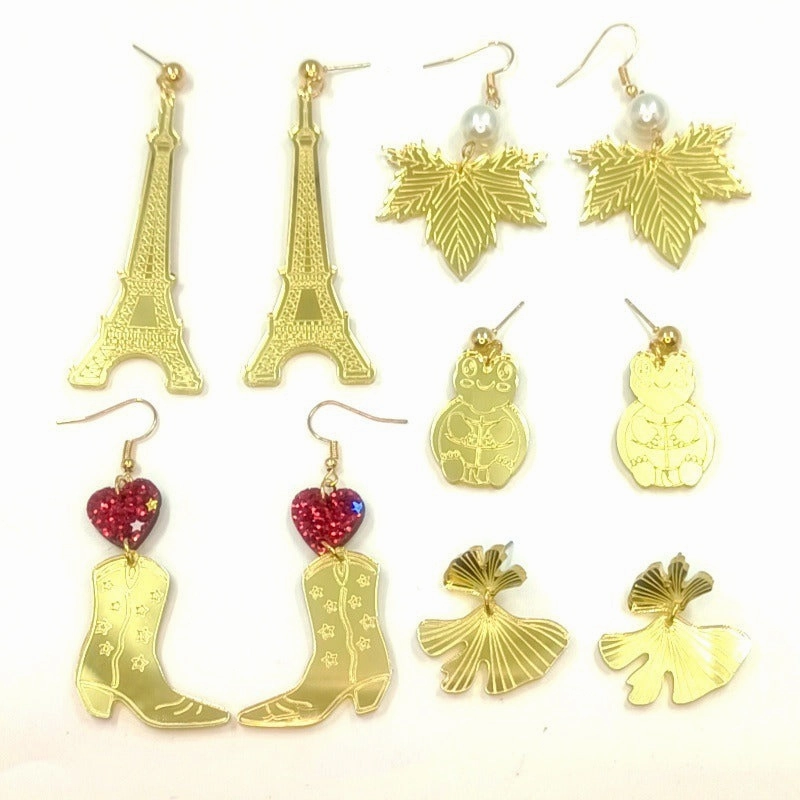 Wholesale Mirror Acrylic Sheet Shiny High-end Fashion Versatile Earrings
