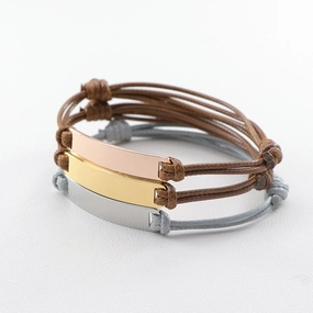 Wholesale Mirror Polished Titanium Steel Braided Stainless Steel Wax Rope Adjustable Bracelet
