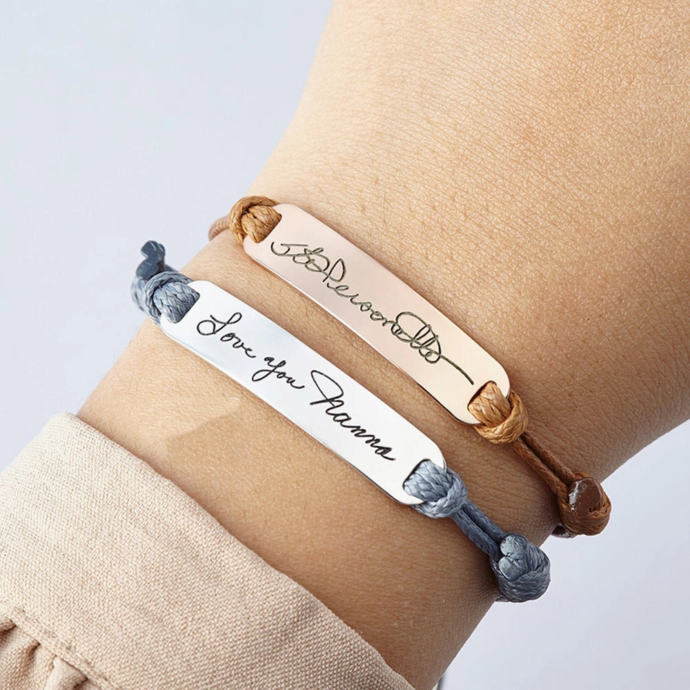 Wholesale Mirror Polished Titanium Steel Braided Stainless Steel Wax Rope Adjustable Bracelet