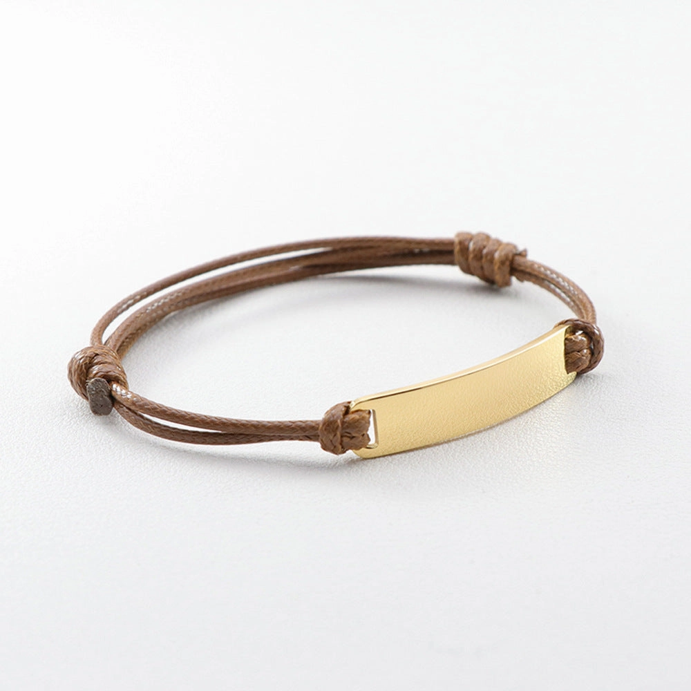 Wholesale Mirror Polished Titanium Steel Braided Stainless Steel Wax Rope Adjustable Bracelet