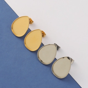 Wholesale Mirror Stainless Steel Furnace Real Gold Stud Earrings