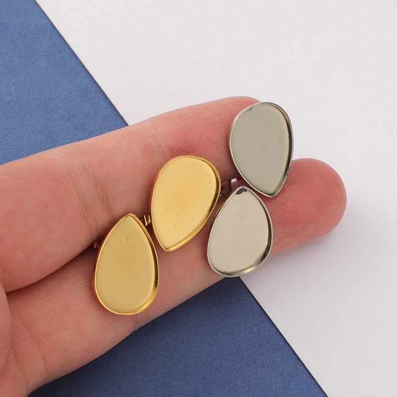 Wholesale Mirror Stainless Steel Furnace Real Gold Stud Earrings
