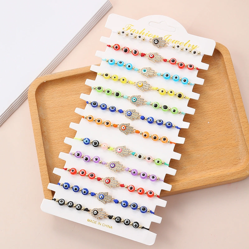 Wholesale Mixed Color Oil Drip Demon Eye Alloy Bracelet