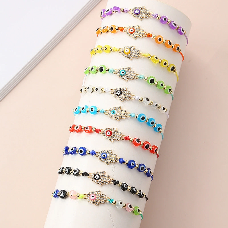 Wholesale Mixed Color Oil Drip Demon Eye Alloy Bracelet